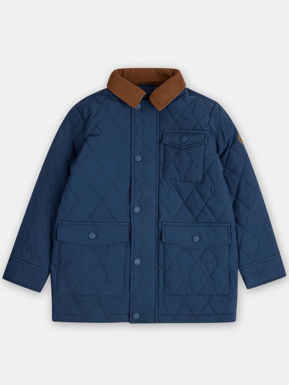 Brooks Brothers Navy Quilted Jacket with Brown Corduroy Collar